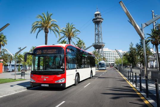 Bus along a main road in Barcelona