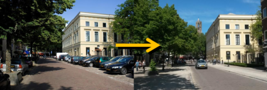 A before and after image of an Utrecht Urban area