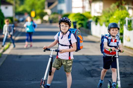 Children on scooters